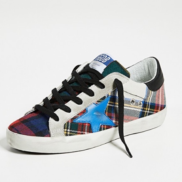 plaid golden goose sneakers